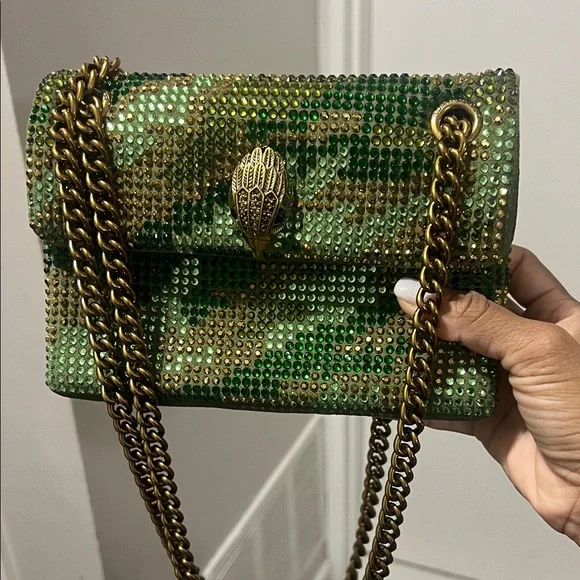Kurt Geiger Kensington Green Beaded Chain Strap Bag - Picture 1 of 8